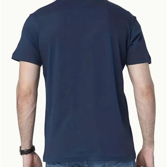 NEW! Men's Fart Warning Pattern Print Graphic Short Sleeve T Shirt Navy Blue - Picture 2 of 3